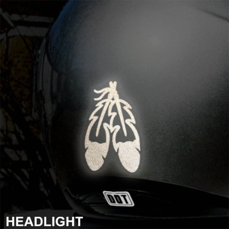 Eagle Feathers Reflective Decal, Two Feathers Bike Reflector Sticker, Bird Feathers Motorcycle Helmet Transfer / 2.50h x 1.50w 472R image 2