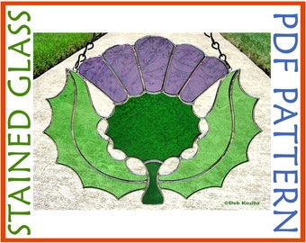 Scottish Thistle Easy Stained Glass Pattern, Scotland Flower Suncatcher Downloadable PDF, Simple Heraldry Symbol Printable Craft Pattern