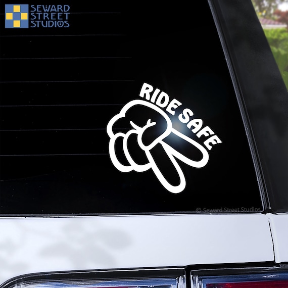 Ride Safe Motorcycle Hand Wave Decal, Biker 2 Fingers Signal Sticker, Rider Two Finger Down Sign Vinyl Transfer  #1318