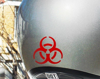 Biohazard Symbol Reflective Decal, Biohazard Helmet Sticker, Biohazard Symbol Motorcycle Transfer, Bio Hazard Icon / 2"h x 1.75"w - #077R