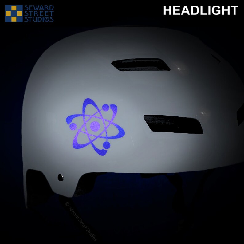 Purple Atom Symbol Reflective Decal, Atomic Motorcycle Helmet Reflector ...