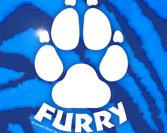 Furry Paw Print Vinyl Decal, Furry Track Car Window Sticker, Fusuit Fandom Laptop Tablet Transfer / 5.50"h x 3.75"w - #761