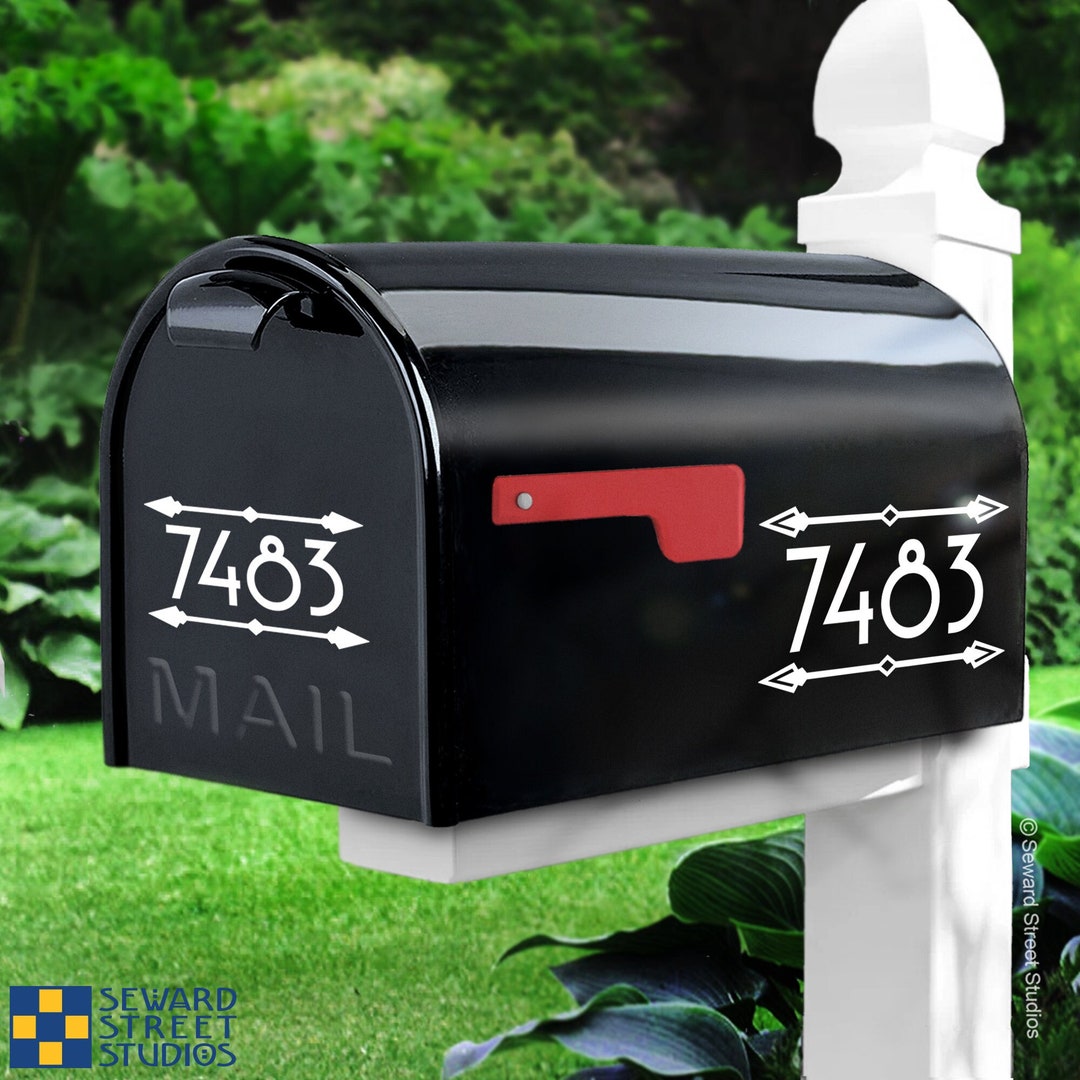 Art Deco Mailbox Number Decals Mid Century Modern Etsy