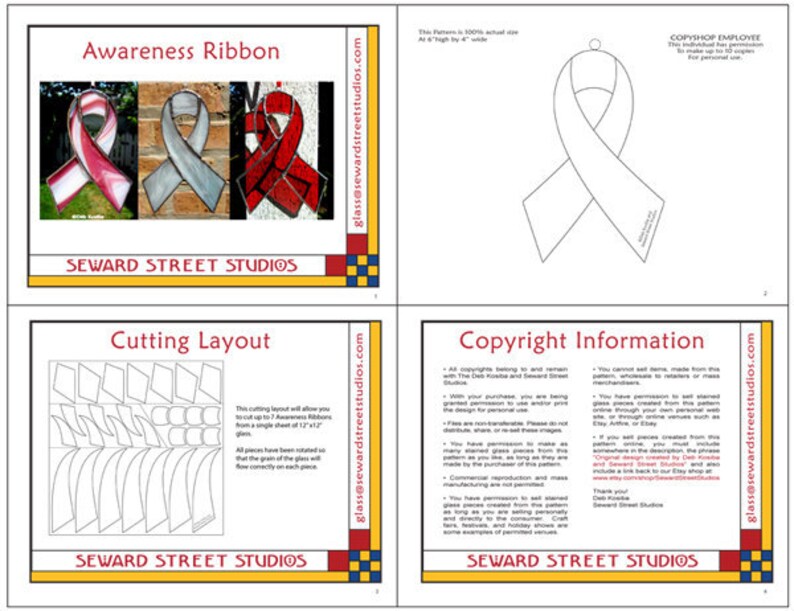 Easy Awareness Ribbon Stained Glass Digital Pattern / Easy Stained Glass Pattern Awareness Ribbon / Awareness Ribbon Stain Glass Pattern PDF image 2