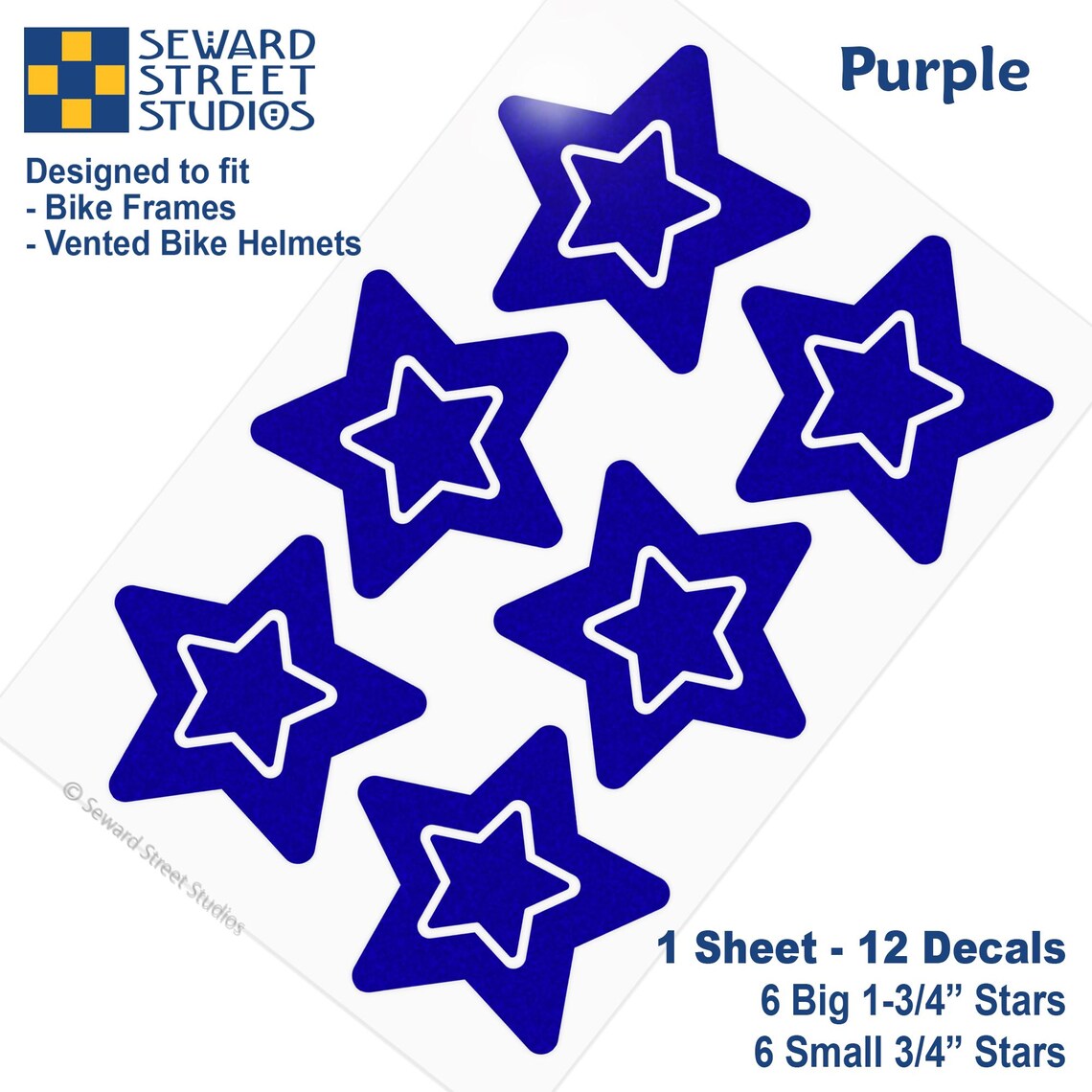 Purple Stars Reflective Decals Set, Stars Motorcycle Helmet Stickers ...