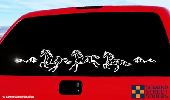 Running Horses Decal Set, Horse Car Stickers, Horses Window Sticker Set, Wild Horses Truck Kit, Stallions Car Transfers Sheet / #281