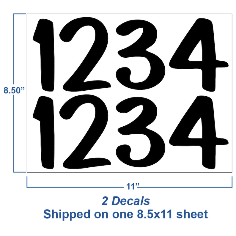 Set of 2 Reflective Mailbox Decals, Up to 4" High Custom Address Number Stickers Kit, Personalized House Numbers Transfers / #1229R-Set image 6