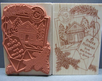 Delta WOOD Mounted CHERUB ANGEL Scroll Rubber Stamp for Stamping but older from years ago New