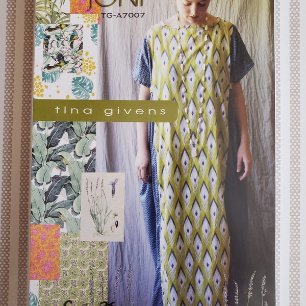 Tina Givens Women's  Sewing Pattern Gorgeous Joni Caftan Long Dress TG-A7007 XS to 3X