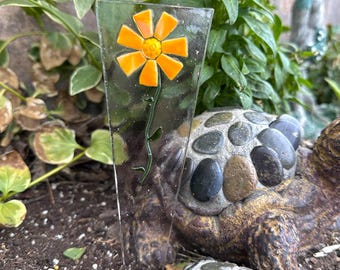 Paletto per piante in vetro, fiore in vetro fuso, decorazione da giardino