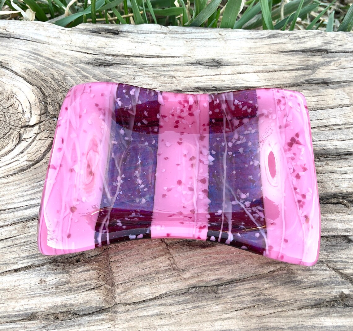 Fused Glass Soap Dish Jewelry Dish Kitchen Dish Handmade Artisan Glass