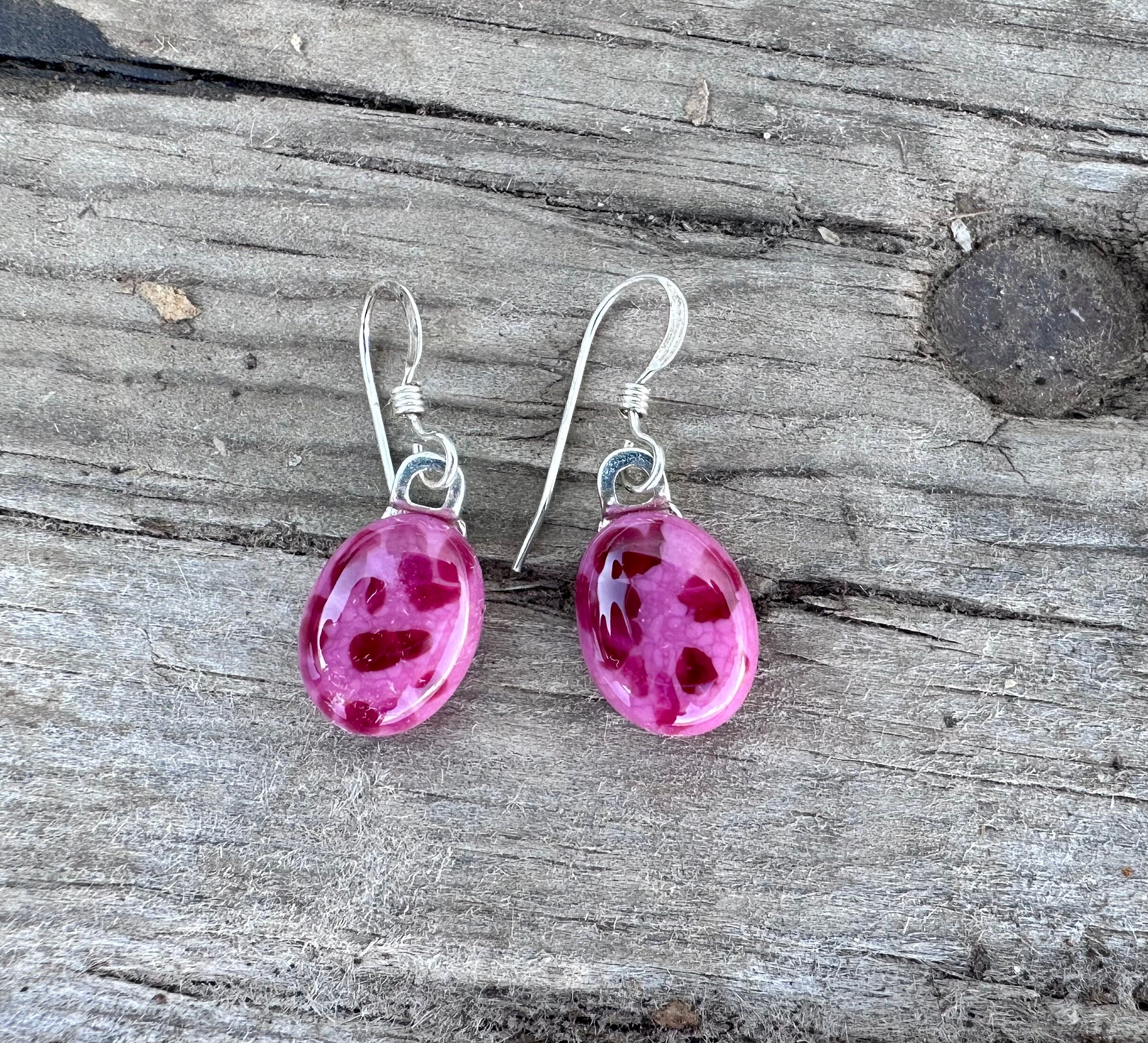 Fused Glass Earrings Small Pink Glass Earrings Light Pink - Etsy