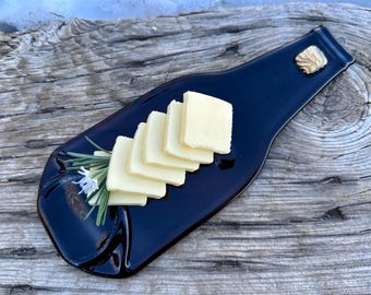 Upcycled Beer Bottle Butter Dish: Dichroic Glass Accent