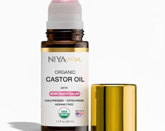Organic Castor Oil - Rose Quartz Roll On, Glass Bottle  50ml