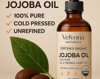 Aceite de jojoba orgánico 118 ml (4 oz) – Certificado orgánico por el USDA / Prensado en frío, sin refinar, sin hexano / Rostro, cabello y cuerpo