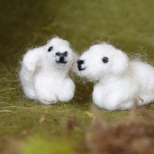 Needle Felted Animal, TWO little lambs, felted sheep, Nativity Set, Waldorf Nativity, miniatures, Design by Borbala Arvai, made to order image 1