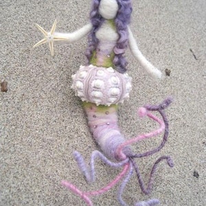 Needle Felted Mermaid, Sea Urchin Mermaid, Goddess, Original design by Borbala Arvai, MADE TO ORDER image 4