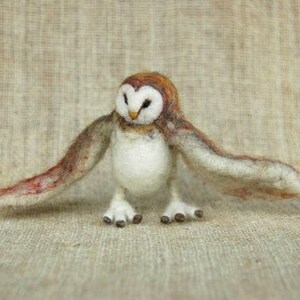 Needle Felted Animal, Barn Owl, needle felted Owl, wise owl, Waldorf toy, design by Borbala Arvai,made to order image 3