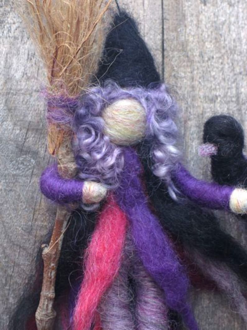 Needle Felted Witch, Kitchen Witch, Waldorf Inspired, Original design by Borbala Arvai, Made to order image 1