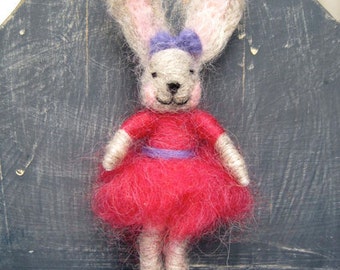 Needle felted Animal, Bunny Girl, Waldorf inspired, Spring Nature Table, Easter, felted toy, Original Design by Borbala Arvai, MADE to order