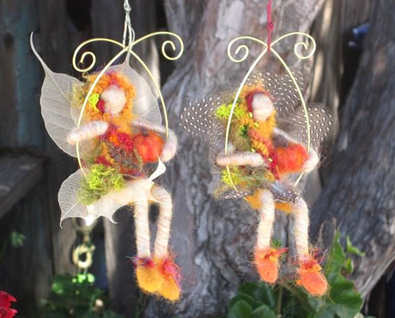 Fall Wood Fairy with little pumpkin LIMITED edition, Original design by Borbala Arvai, made to order image 5