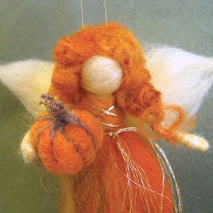 Needle felted Fall Fairy with pumpkin