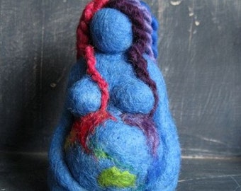 Needle Felted Mother Earth with AUSTRALIA - RAINBOW colors - diversity, fertility, love -  Original design by Borbala Arvai, Made to order