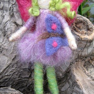 Lila the Fairy Friend with Butterfly Needle felted Waldorf inspired Original design by Borbala Arvai image 2