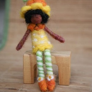 Needle Felted Orange Blossom, Strawberry Shortcake, Felted doll, Waldorf toy, Original design by Borbala Arvai