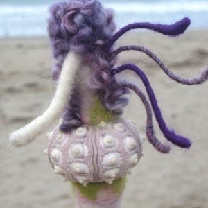 Needle Felted Mermaid, Sea Urchin Mermaid, Goddess, Original design by Borbala Arvai, MADE TO ORDER image 3