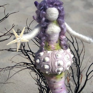 Needle Felted Mermaid, Sea Urchin Mermaid, Goddess, Original design by Borbala Arvai, MADE TO ORDER