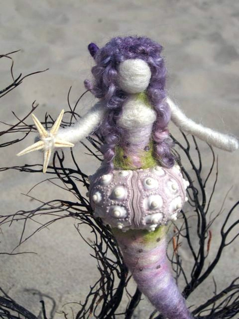 Needle Felted Mermaid, Sea Urchin Mermaid, Goddess, Original design by Borbala Arvai, MADE TO ORDER image 1