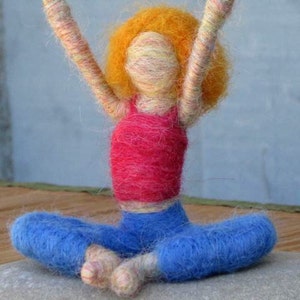 Hanna the Needle Felted Yoga Doll (blond), Original design by Borbala Arvai
