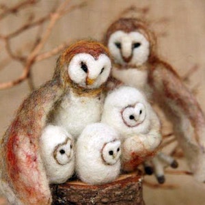 Needle Felted Animal, Barn Owl, needle felted Owl, wise owl, Waldorf toy, design by Borbala Arvai,made to order image 2