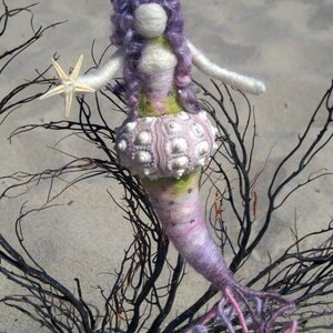 Needle Felted Mermaid, Sea Urchin Mermaid, Goddess, Original design by Borbala Arvai, MADE TO ORDER image 2