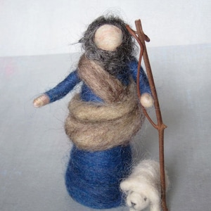 Nacimiento de fieltro con aguja, Buen Pastor, Navidad, diseño original de Borbala Arvai, HECHO A PEDIDO