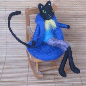 Needle Felted Cat Boy, Elegant cat, Cat in tuxedo, Waldorf toy, black cat, tomcat, felted doll, decoration, MADE to order
