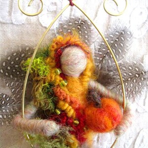 Fall Wood Fairy with little pumpkin LIMITED edition, Original design by Borbala Arvai, made to order image 1