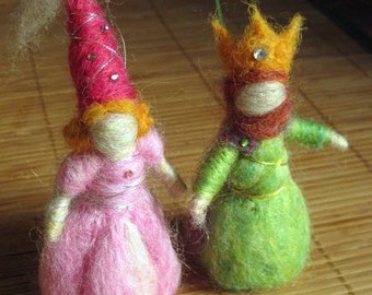 Needle Felted King and Queen, Waldorf Inspired (2 figures)  Original design by Borbala Arvai, made to order