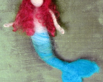 Needle felted mermaid, choose a hair color, Waldorf doll, felted toy, Original design by Borbala Arvai, Made to order