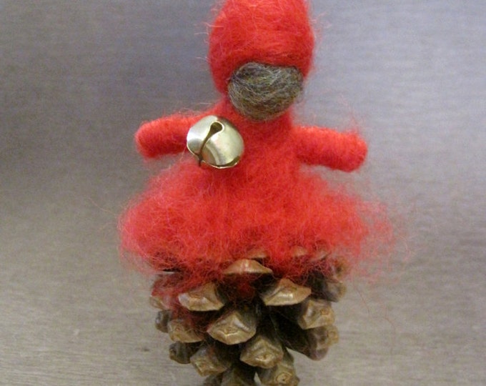 Needle Felted Ornament Pine Cone Elf Waldorf Nature Table Etsy