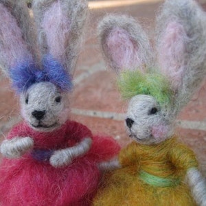 Needle felted Animal, Bunny Girl, Waldorf inspired, Spring Nature Table, Easter, felted toy, Original Design by Borbala Arvai, MADE to order image 2