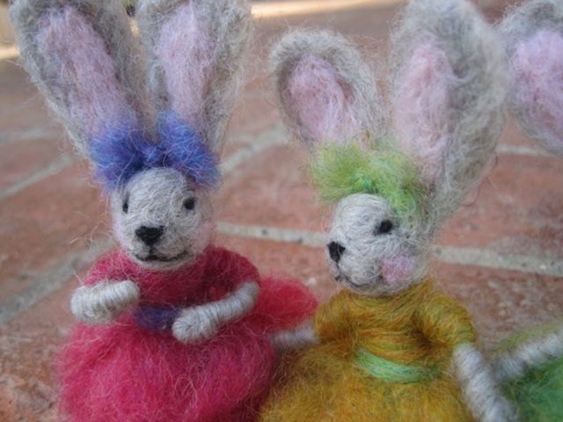 Needle felted Animal, Bunny Girl, Waldorf inspired, Spring Nature Table, Easter, felted toy, Original Design by Borbala Arvai, MADE to order image 2