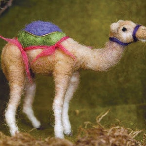 Needle Felted animal, Camel, Nativity Set, Waldorf Nativity, standing, Original design by Borbala Arvai, made to order image 1