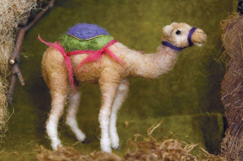 Needle Felted animal, Camel, Nativity Set, Waldorf Nativity, standing, Original design by Borbala Arvai, made to order image 1