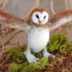 Needle Felted Animal, Barn Owl, needle felted Owl, wise owl, Waldorf toy, design by Borbala Arvai,made to order image 1