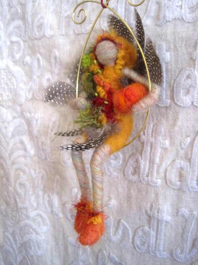 Fall Wood Fairy with little pumpkin LIMITED edition, Original design by Borbala Arvai, made to order image 4