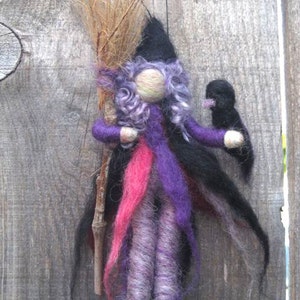 Needle Felted Witch, Kitchen Witch, Waldorf Inspired, Original design by Borbala Arvai, Made to order image 3