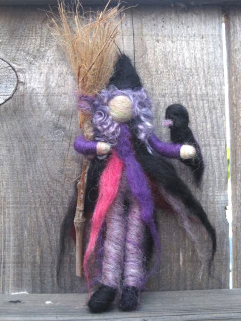 Needle Felted Witch, Kitchen Witch, Waldorf Inspired, Original design by Borbala Arvai, Made to order image 3