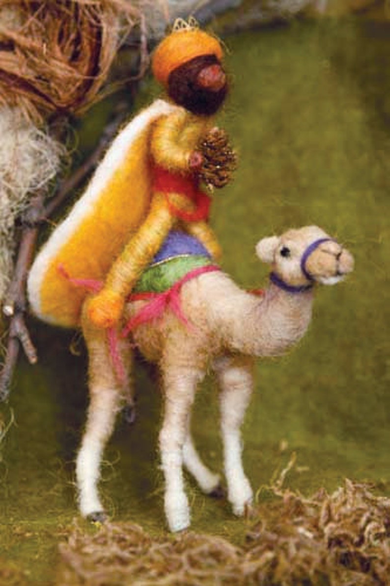 Needle Felted animal, Camel, Nativity Set, Waldorf Nativity, standing, Original design by Borbala Arvai, made to order image 2